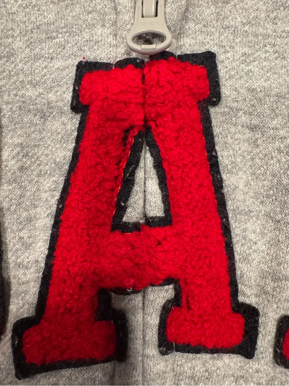 Baby GAP Gray Hooded Zip Sweatshirt with Red Logo and Navy Stripes